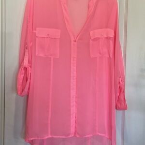 Candie's Vibrant Pink Sheer Blouse